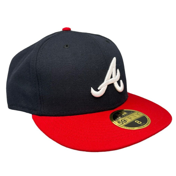 New Era 59Fifty MLB Atlanta‎ Braves Low Profile Navy Fitted Men's Hat Sz 8 - Picture 3 of 8